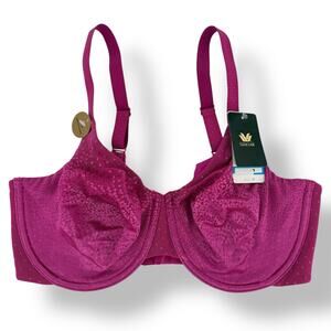 Wacoal Unlined Underwire Full Coverage Bra Size 34DDD Pink Back Smoothing